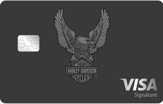 A matte black card featuring the Eagle with raised wings atop the Harley-Davidson Bar & Shield in a gray metallic finish.