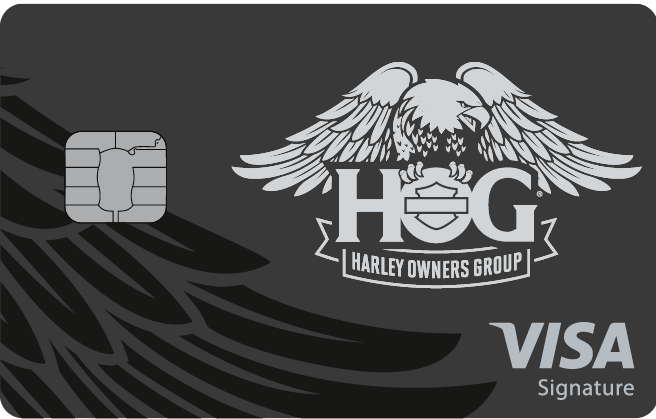 A matte black metal card with a glossy black Eagle wing and the full H.O.G. logo.